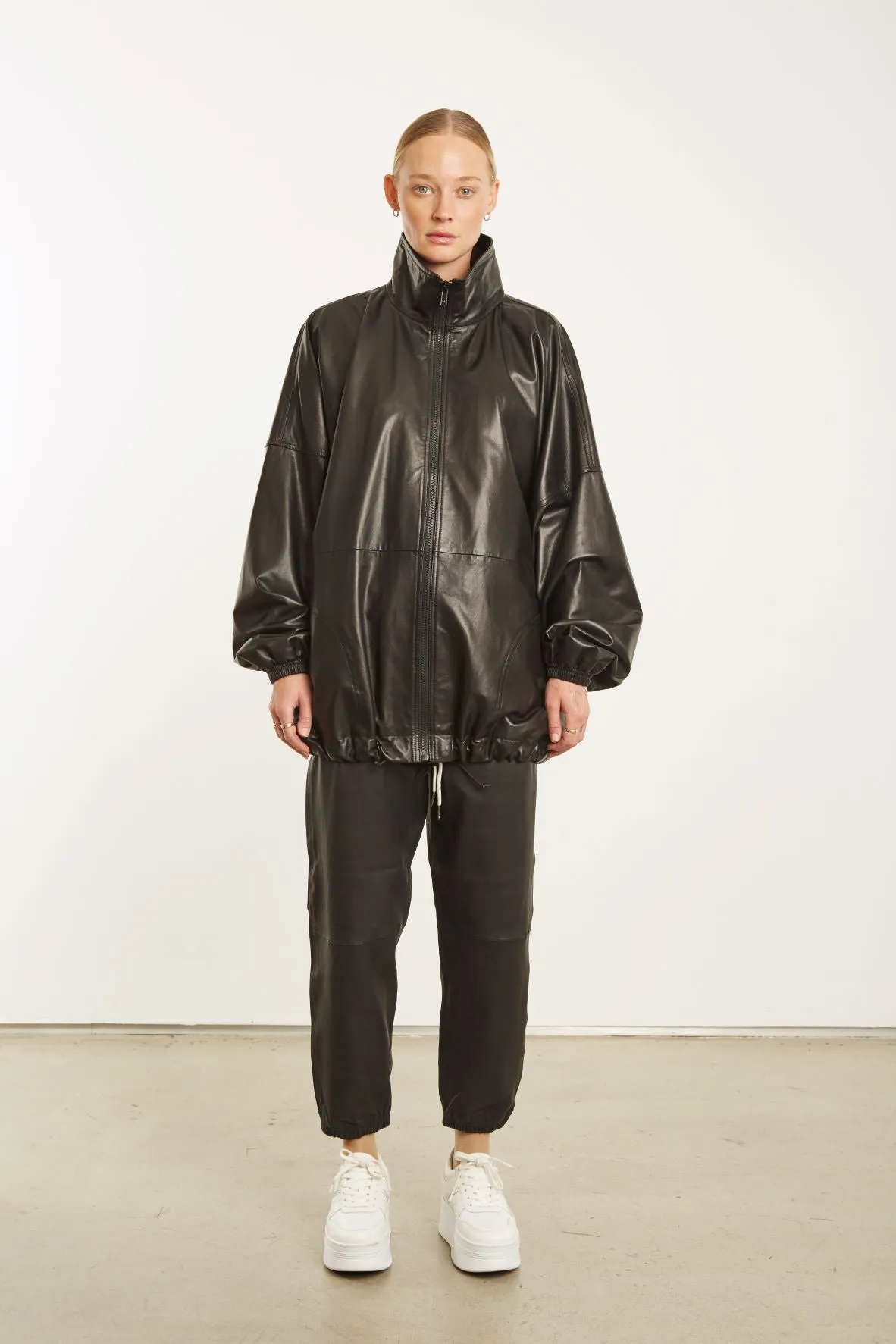 Black Leather Anorak Jacket sold by SPRWMN product image thumbnail 5
