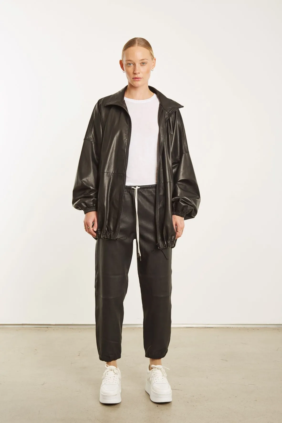 Black Leather Anorak Jacket sold by SPRWMN product image thumbnail 4