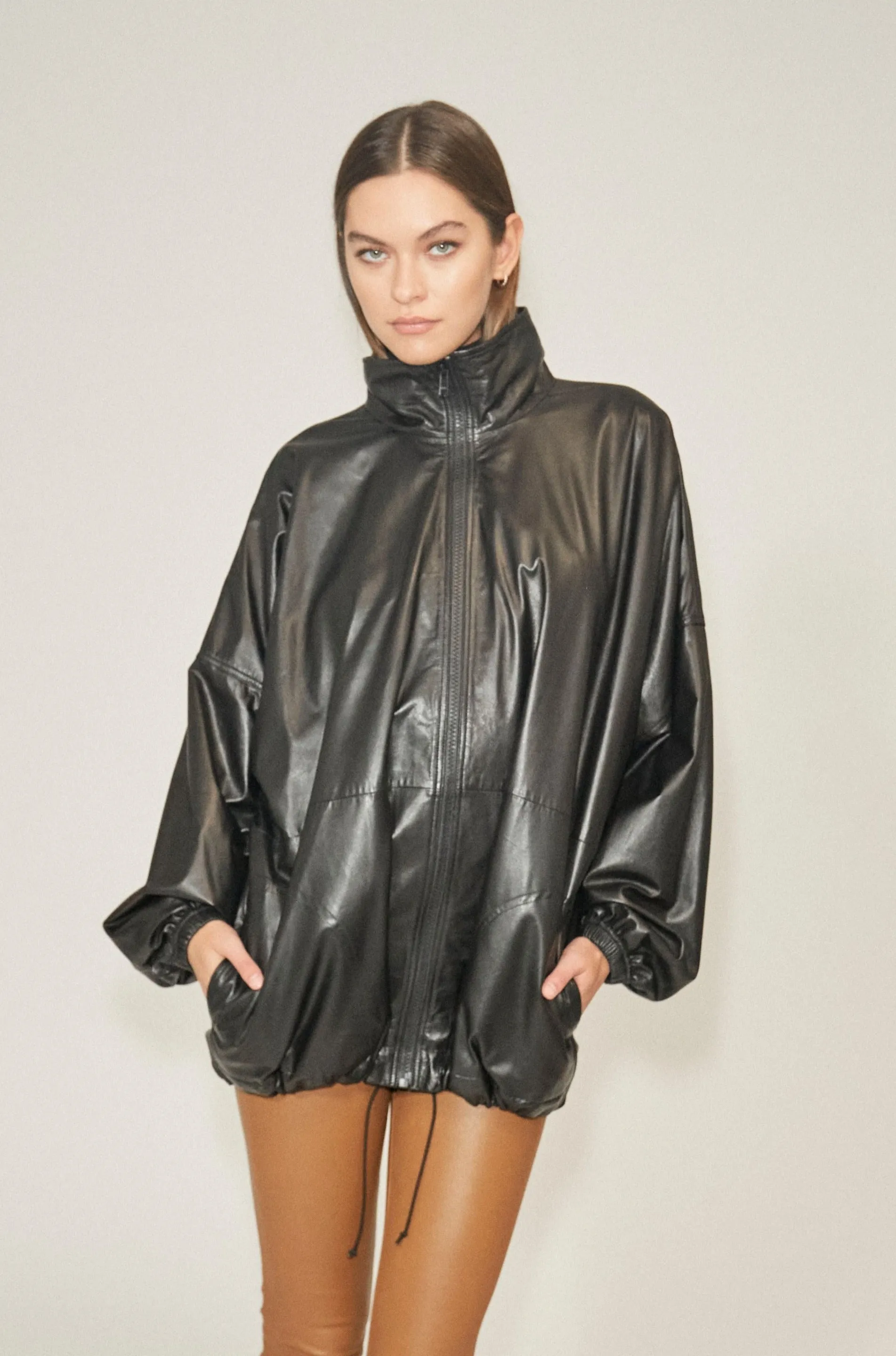 Black Leather Anorak Jacket sold by SPRWMN