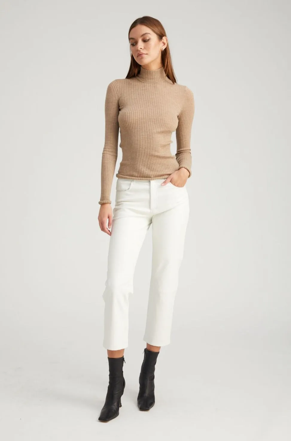White Leather 5 Pocket Straight Leg Pants sold by SPRWMN product image thumbnail 2