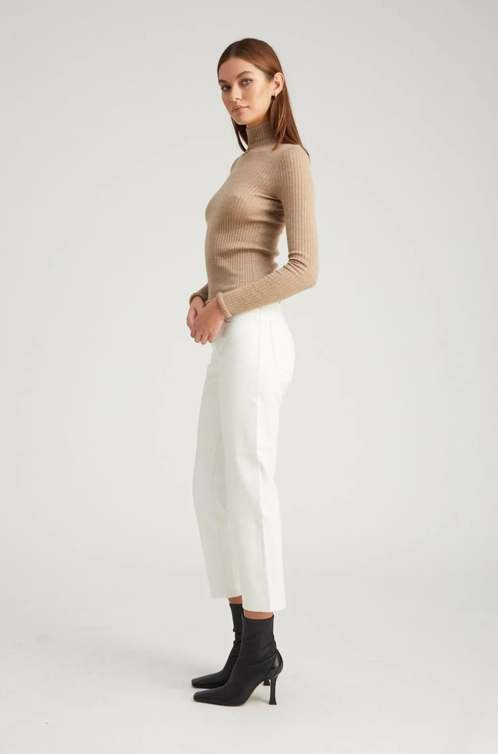 White Leather 5 Pocket Straight Leg Pants sold by SPRWMN product image thumbnail 3