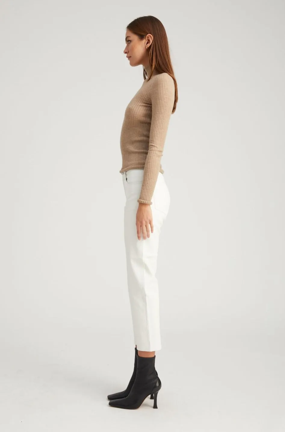 White Leather 5 Pocket Straight Leg Pants sold by SPRWMN product image thumbnail 4
