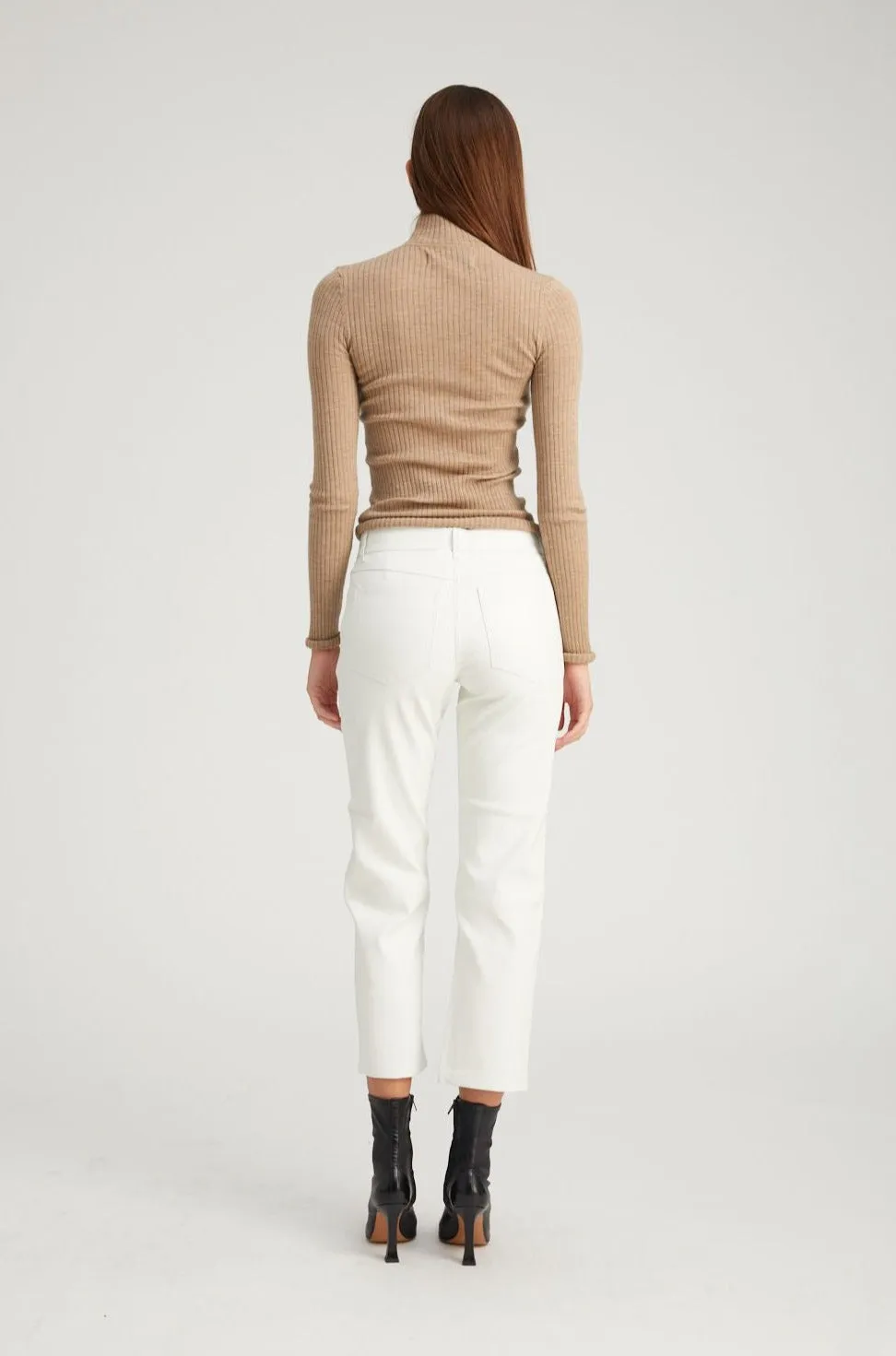 White Leather 5 Pocket Straight Leg Pants sold by SPRWMN product image thumbnail 5