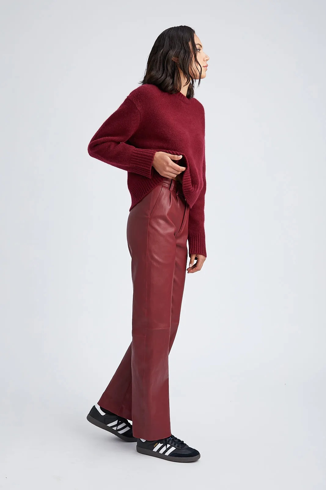 Crimson Leather Straight Leg Trousers sold by SPRWMN product image thumbnail 2