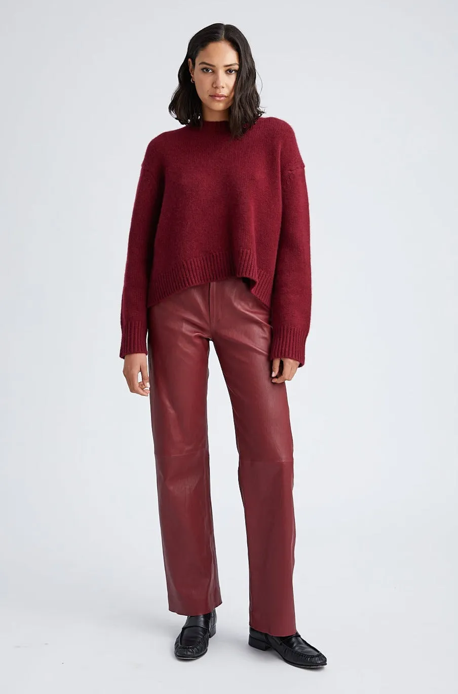 Crimson Leather Straight Leg Trousers sold by SPRWMN