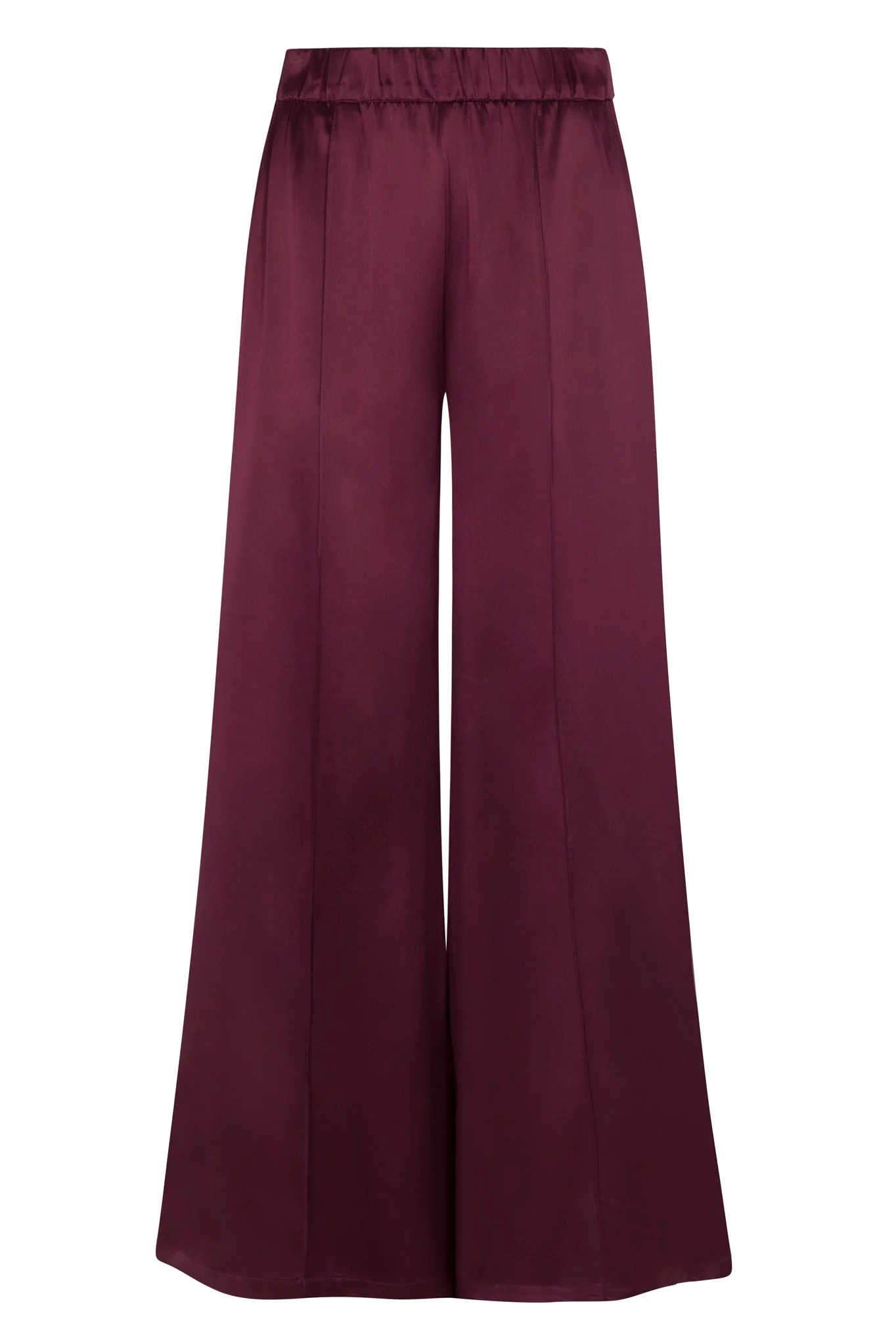 Merlot Silk Wide Leg Pintuck Pants sold by SPRWMN product image thumbnail 2