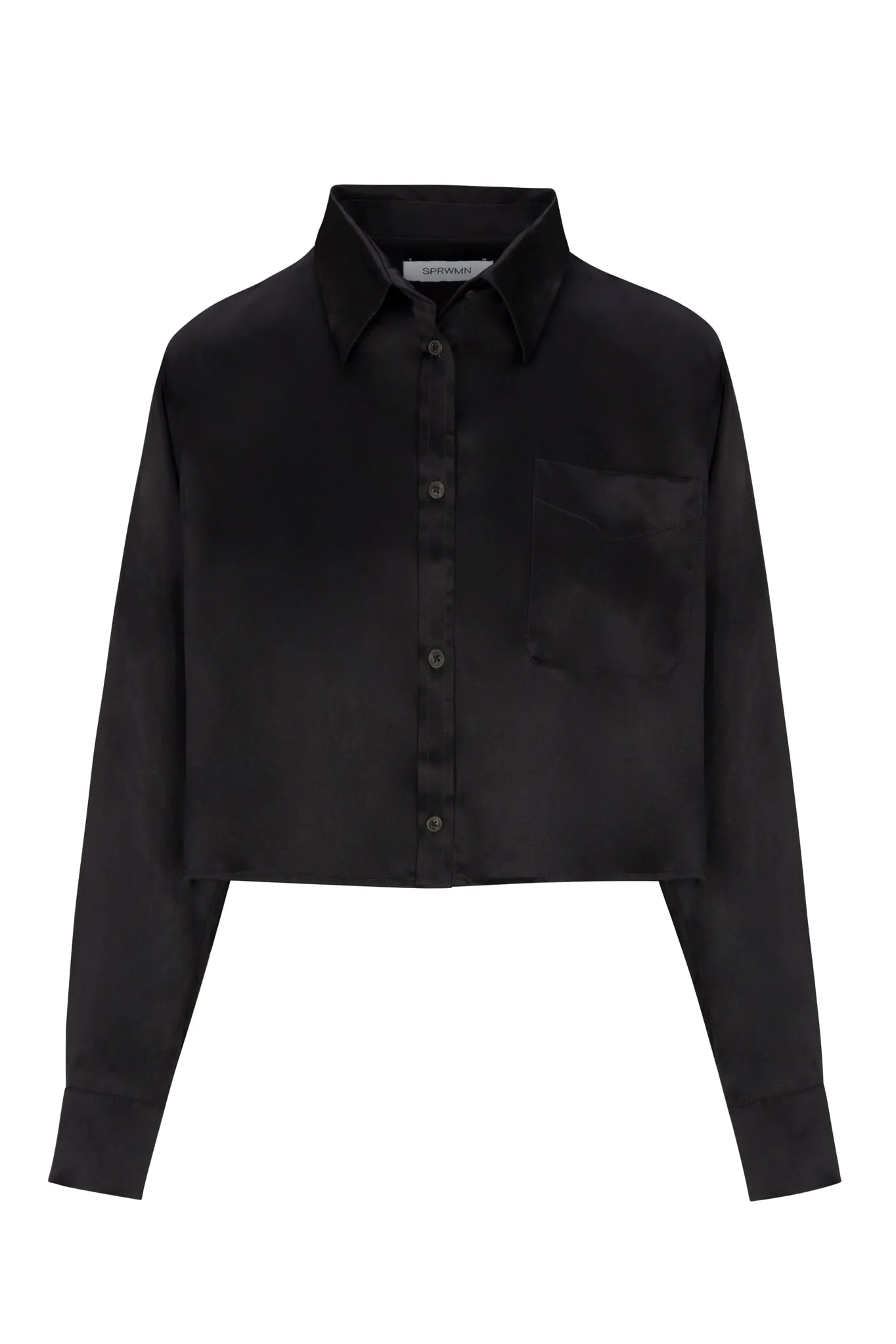 Black Silk Cropped Button Down sold by SPRWMN product image thumbnail 2