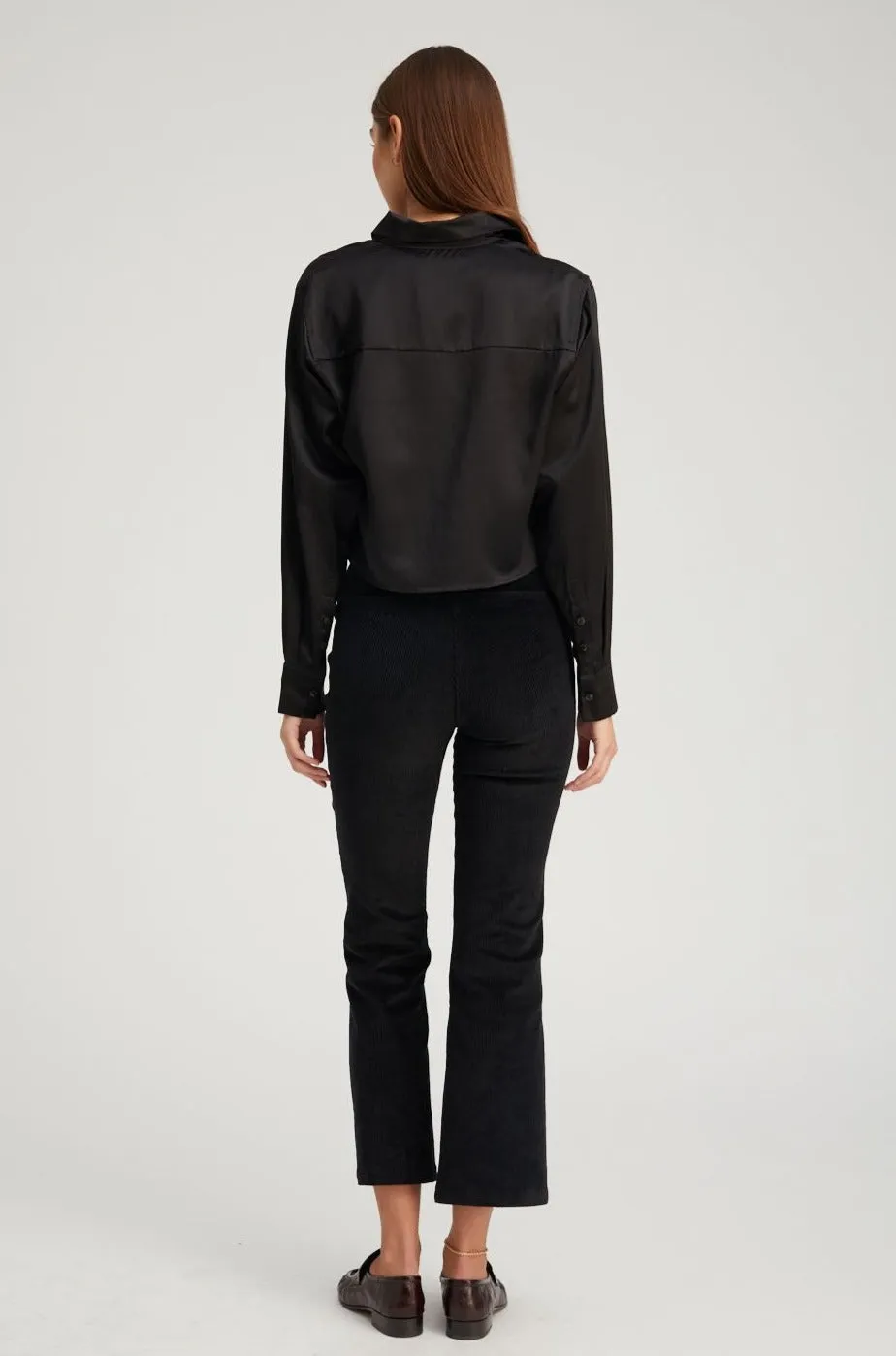 Black Silk Cropped Button Down sold by SPRWMN product image thumbnail 5