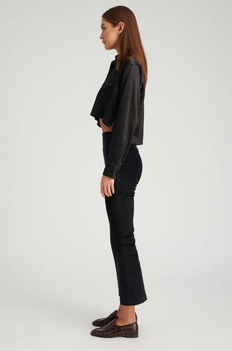 Black Silk Cropped Button Down sold by SPRWMN product image thumbnail 4
