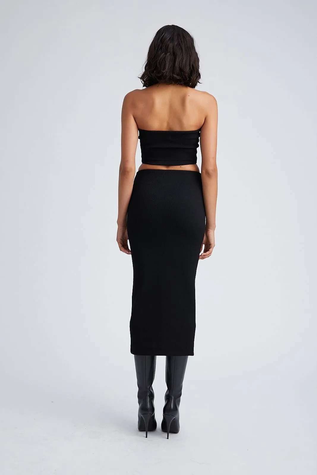 Black Stretch Jacquard Micro Tube Top sold by SPRWMN product image thumbnail 4