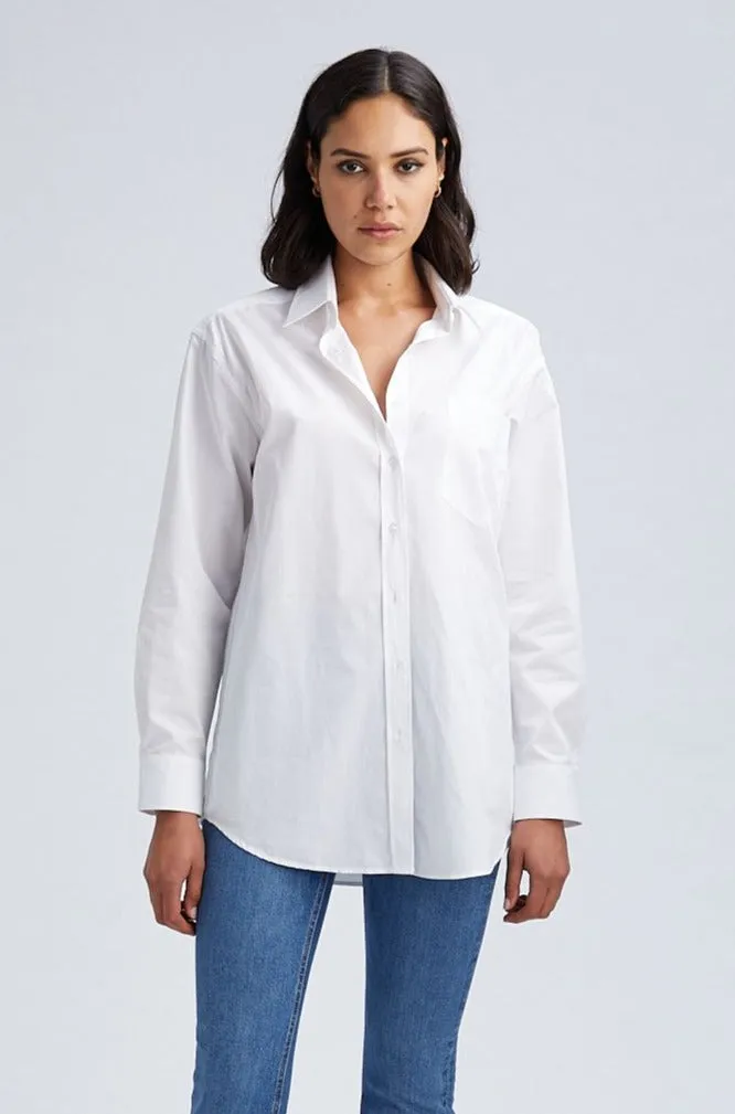 White Slim Fit Button Down With Pocket sold by SPRWMN