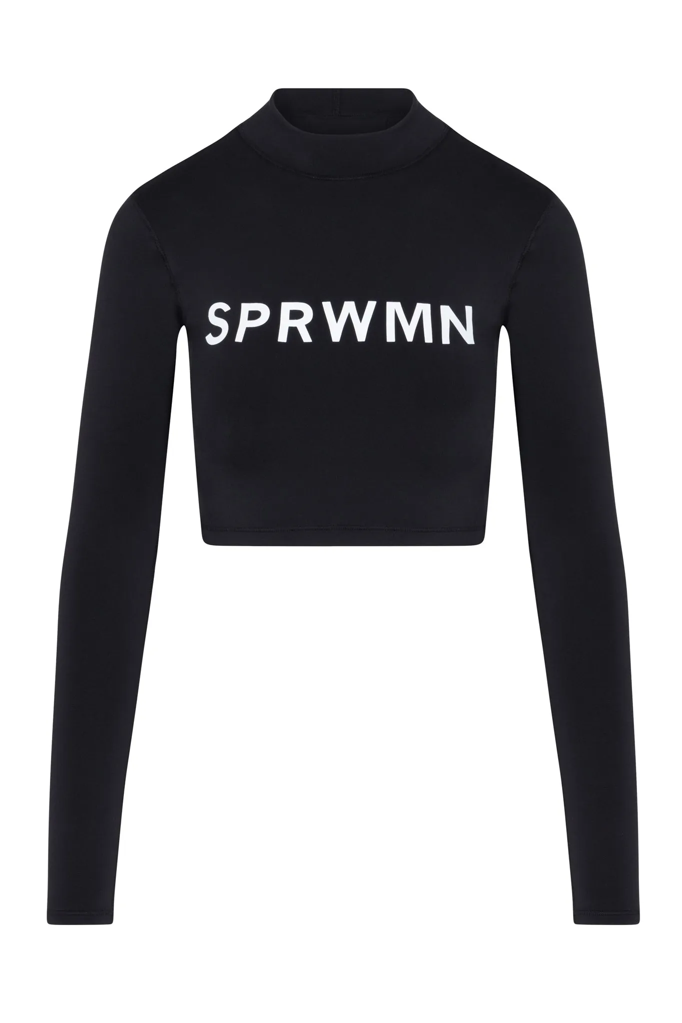 Black Front Logo Cropped Rashguard sold by SPRWMN