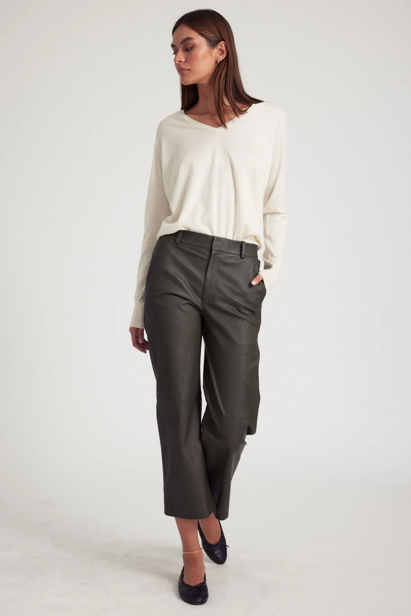 Cactus Leather Cropped Trousers sold by SPRWMN product image thumbnail 3
