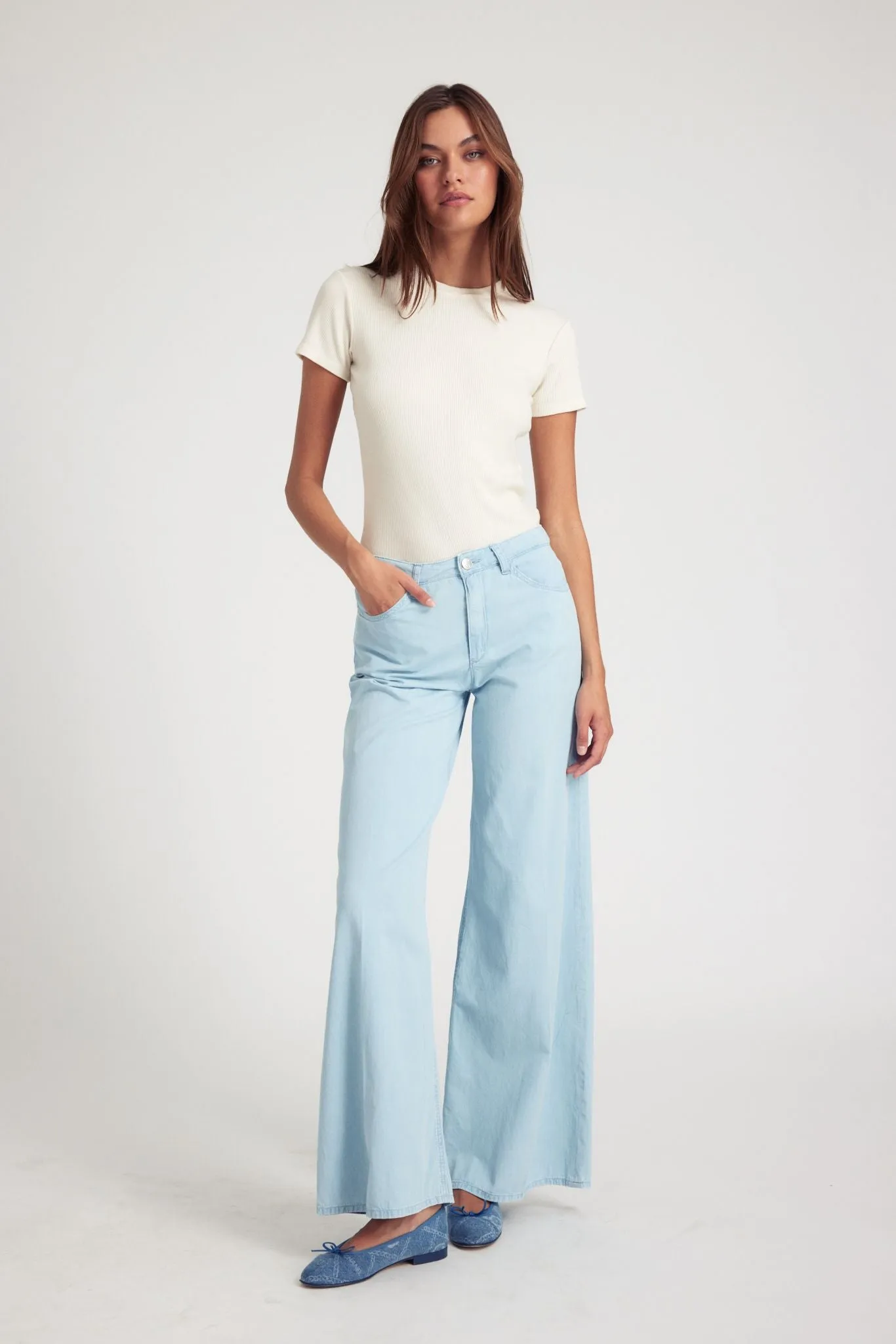 Chambray Wide Leg Pants sold by SPRWMN