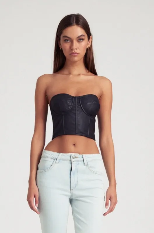 Black Leather Corset sold by SPRWMN