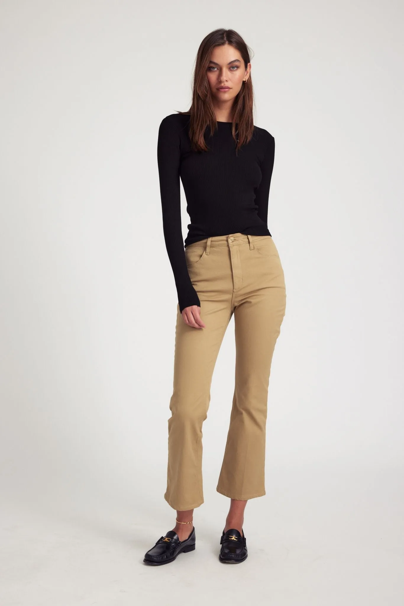 Khaki 5 Pocket Ankle Flare Pants sold by SPRWMN product image thumbnail 2