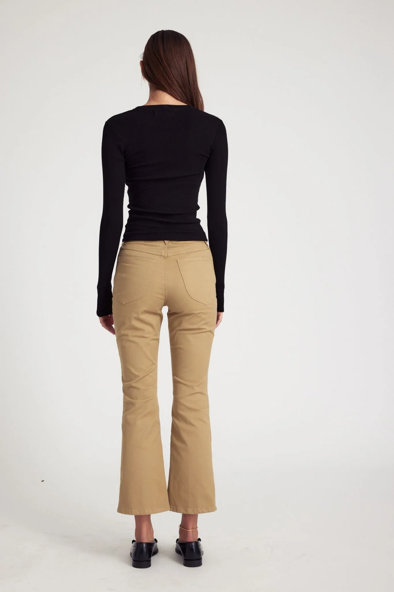 Khaki 5 Pocket Ankle Flare Pants sold by SPRWMN product image thumbnail 4