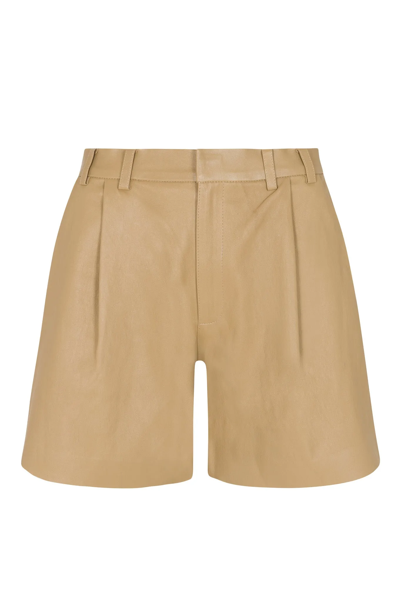 Khaki Leather Trouser Shorts sold by SPRWMN product image thumbnail 2