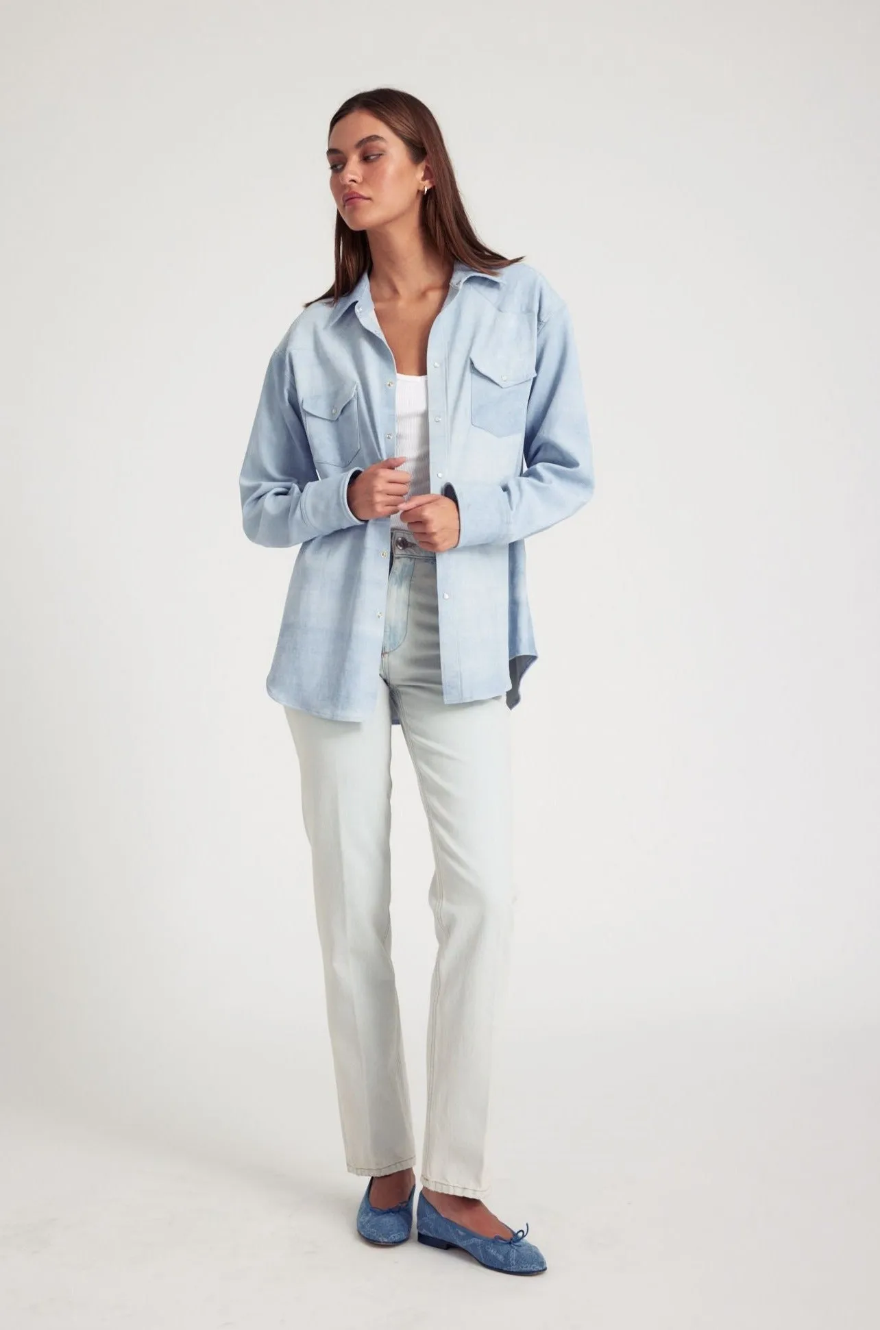 Sky Suede Western Button Down sold by SPRWMN product image thumbnail 2