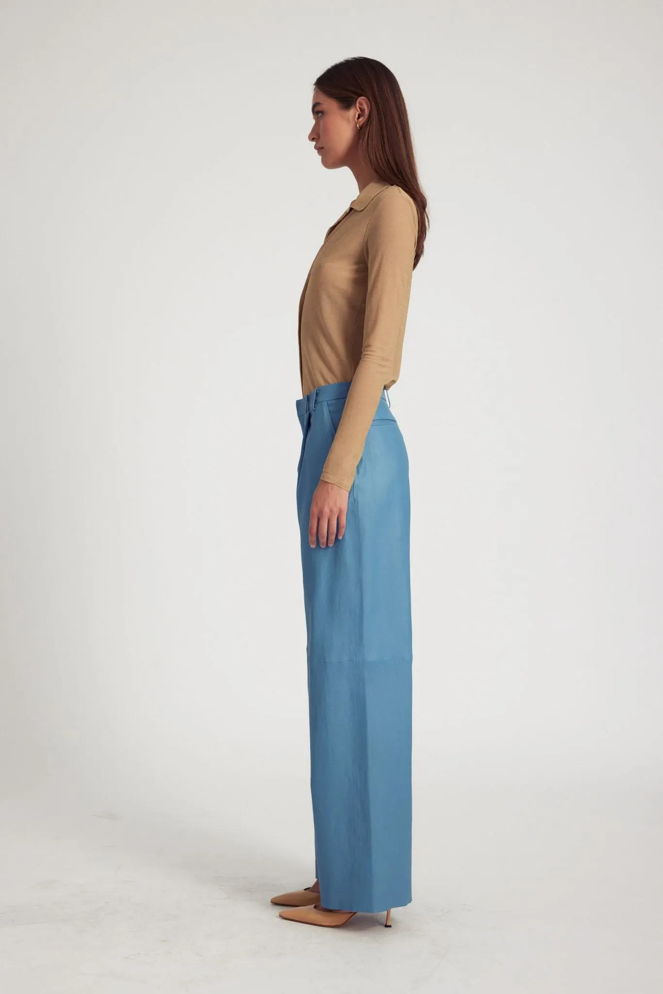 Khaki Knit Mesh Button Down sold by SPRWMN product image thumbnail 5