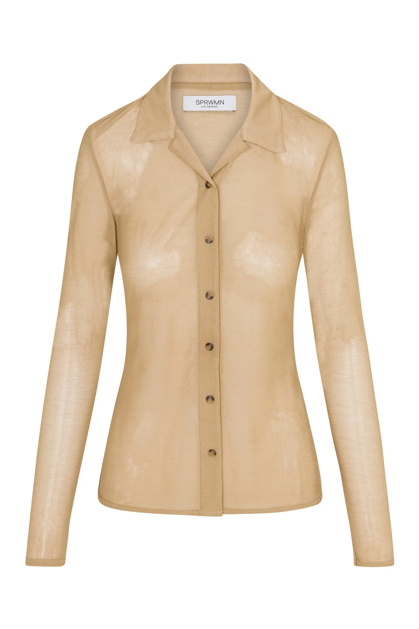 Khaki Knit Mesh Button Down sold by SPRWMN product image thumbnail 2