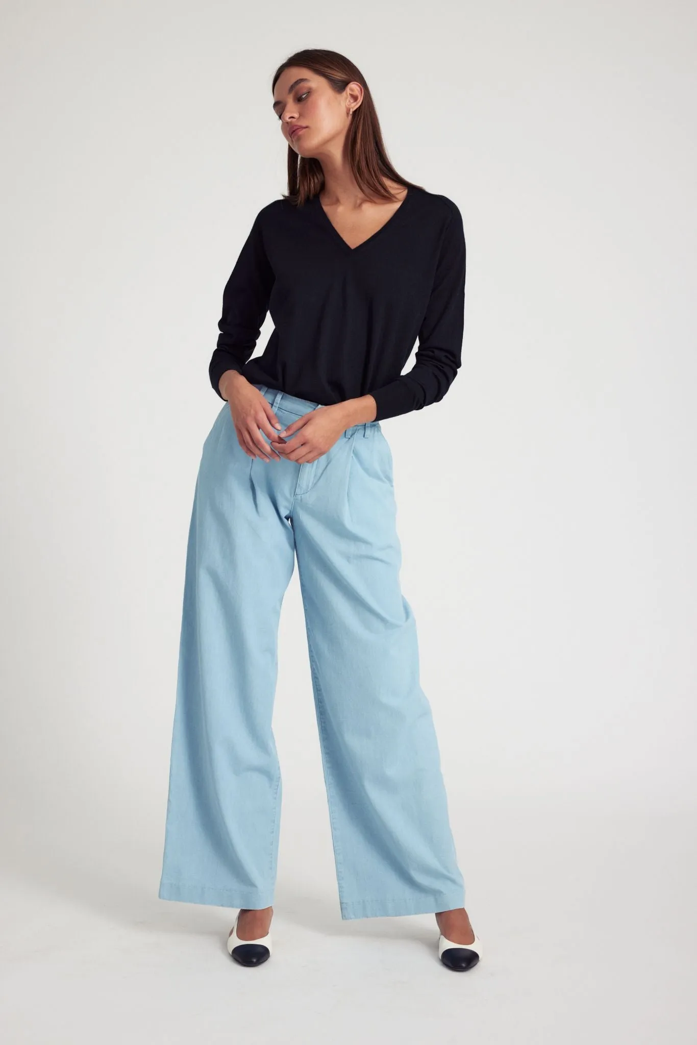 Chambray Pleated Trousers sold by SPRWMN product image thumbnail 2