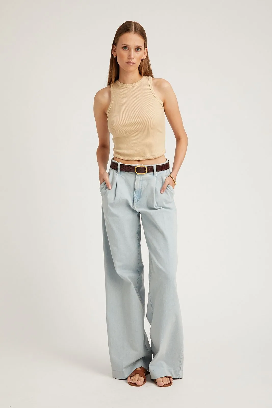 Denim Pleated Trousers sold by SPRWMN