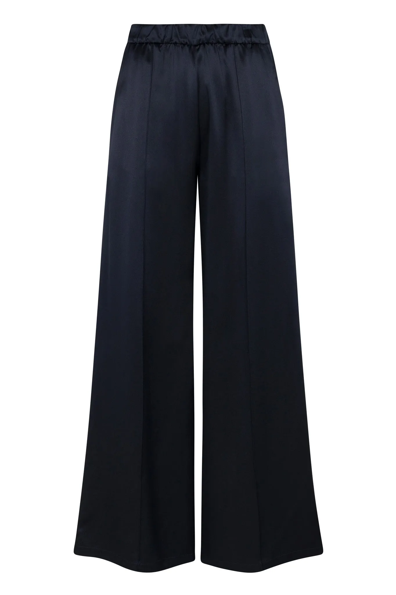 Navy Silk Wide Leg Pintuck Pants sold by SPRWMN product image thumbnail 2