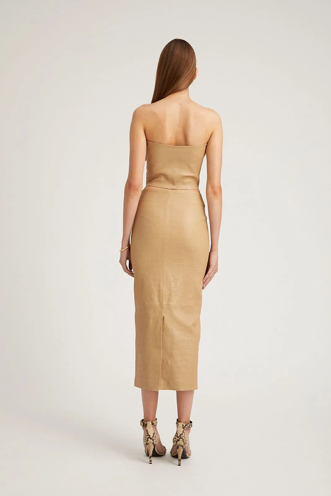 Sahara Embossed Leather Tube Skirt sold by SPRWMN product image thumbnail 4