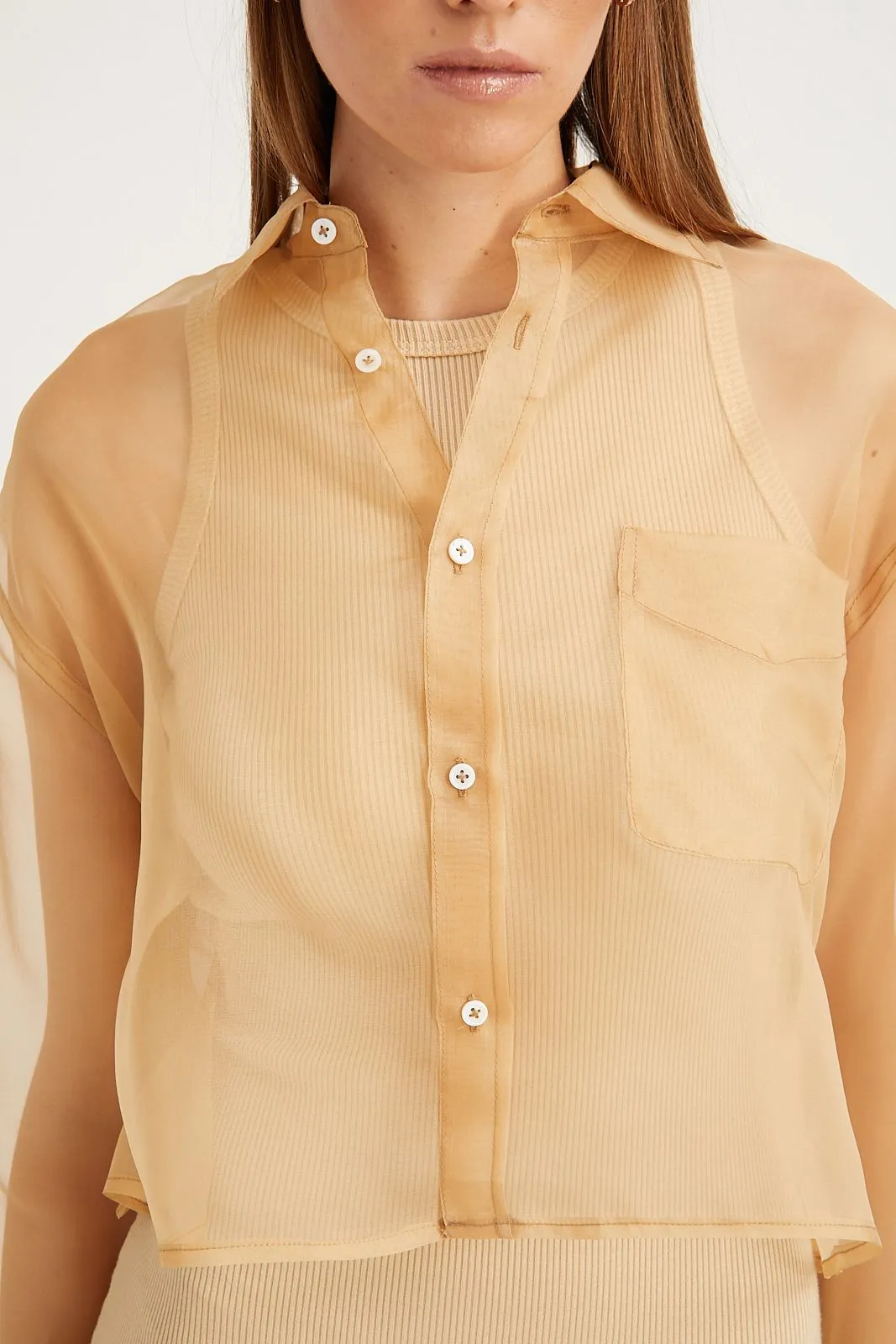 Sahara Organza Cropped Button Down sold by SPRWMN product image thumbnail 2