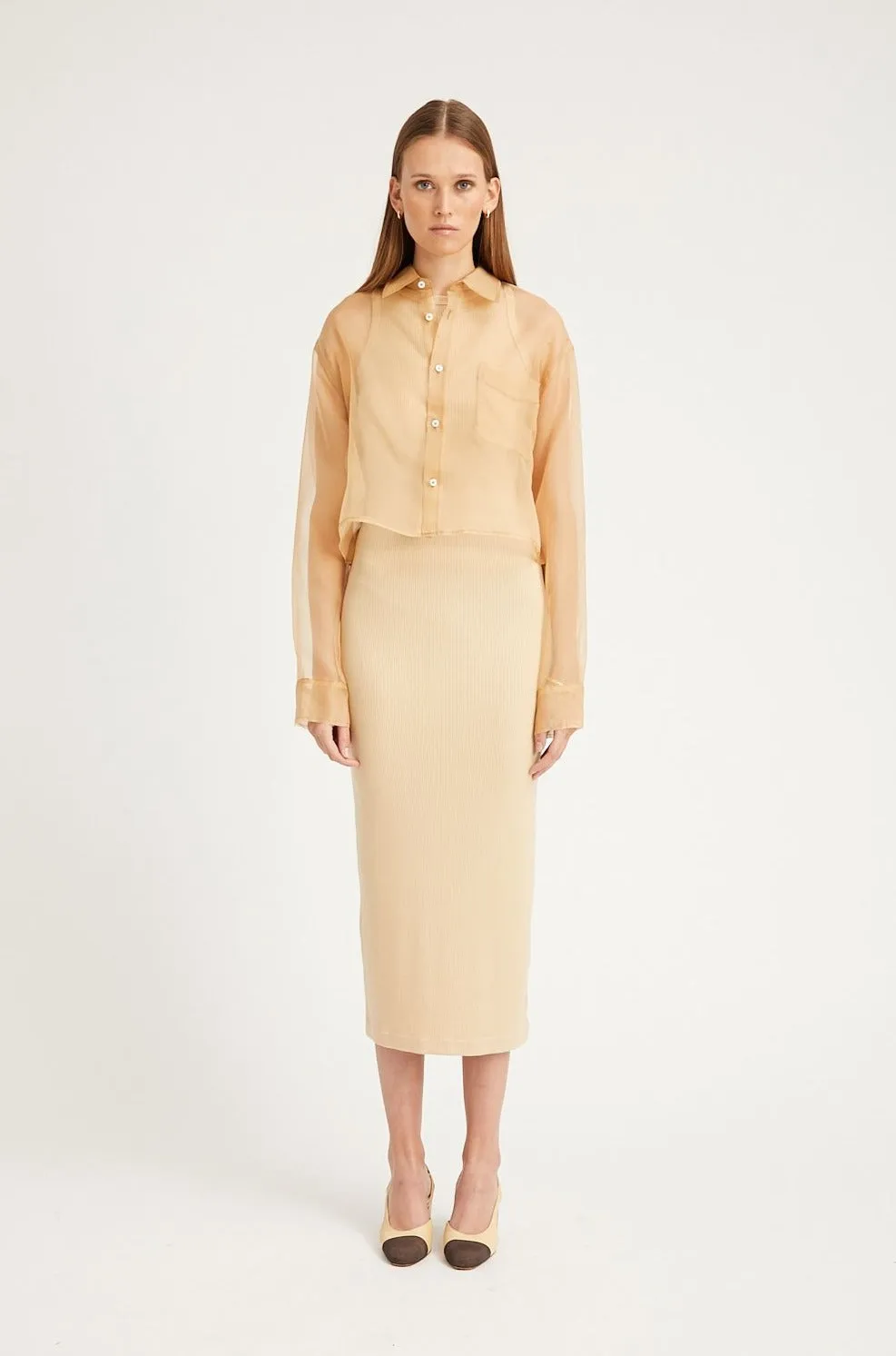 Sahara Organza Cropped Button Down sold by SPRWMN product image thumbnail 3