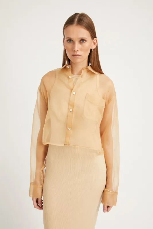 Sahara Organza Cropped Button Down sold by SPRWMN