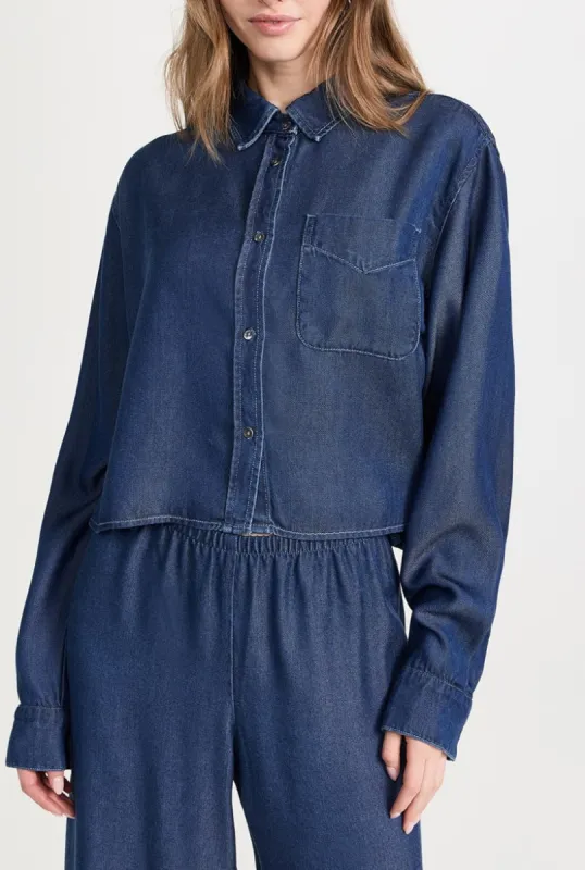 Chambray Cropped Button Down sold by SPRWMN