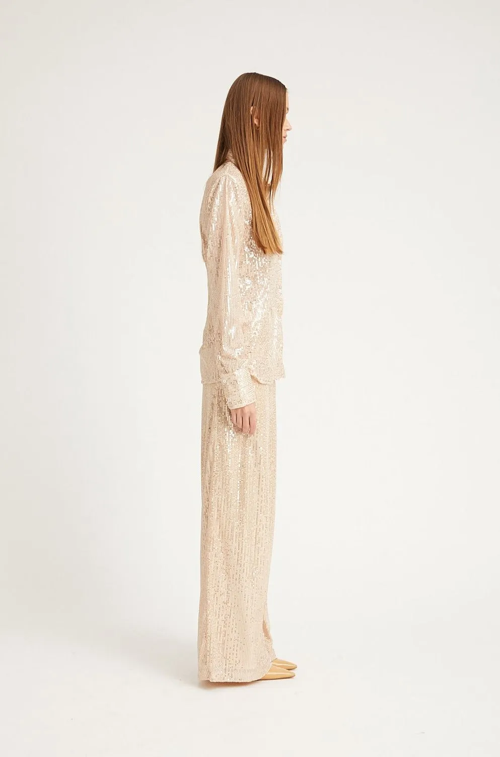 Off White Sequin Fitted Button Down sold by SPRWMN product image thumbnail 3