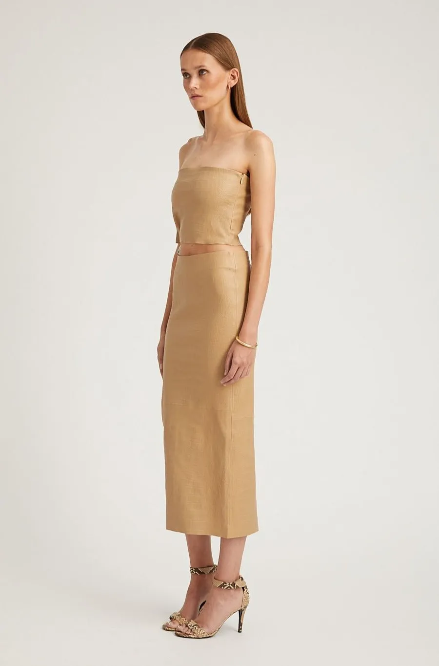 Sahara Embossed Leather Micro Tube Top sold by SPRWMN product image thumbnail 2