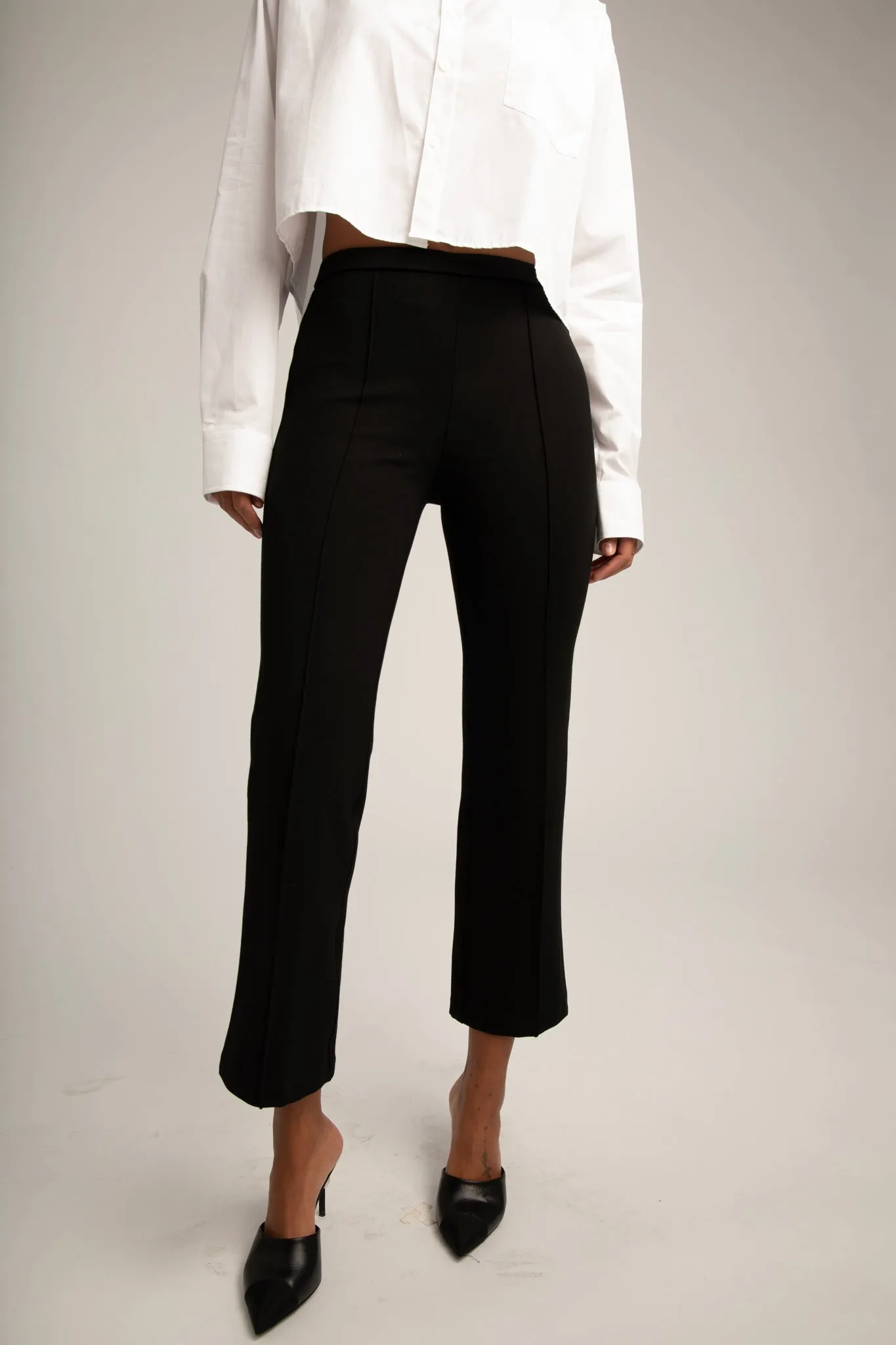 Black Casanova Ankle Flare Pintuck Pants sold by SPRWMN product image thumbnail 5
