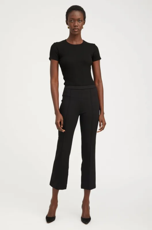 Black Casanova Ankle Flare Pintuck Pants sold by SPRWMN