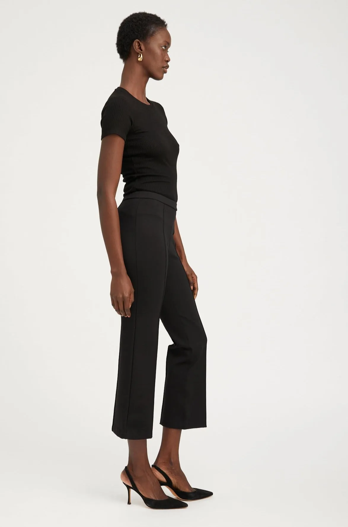 Black Casanova Ankle Flare Pintuck Pants sold by SPRWMN product image thumbnail 3