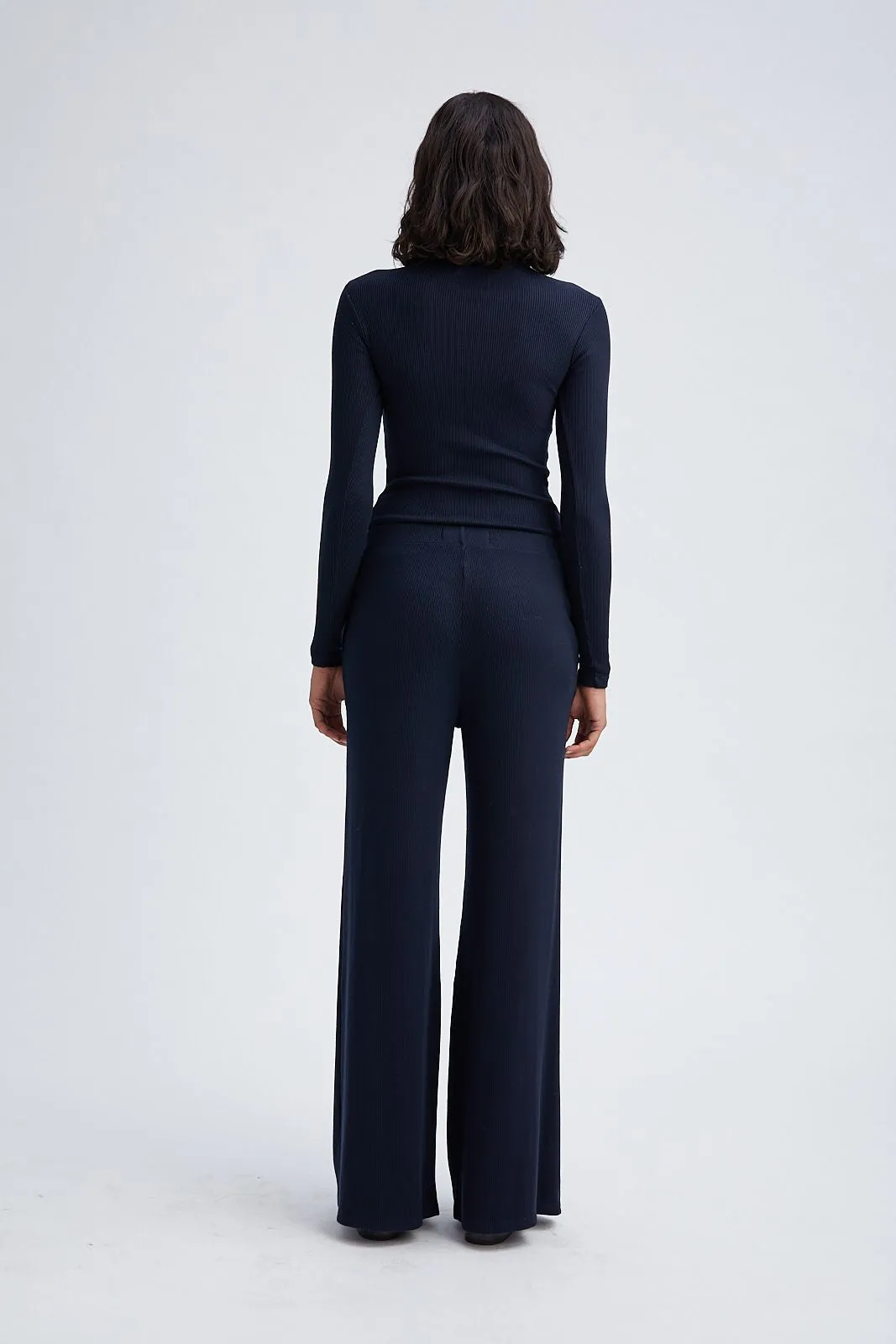 Navy Rib Wide Leg Pants sold by SPRWMN product image thumbnail 5