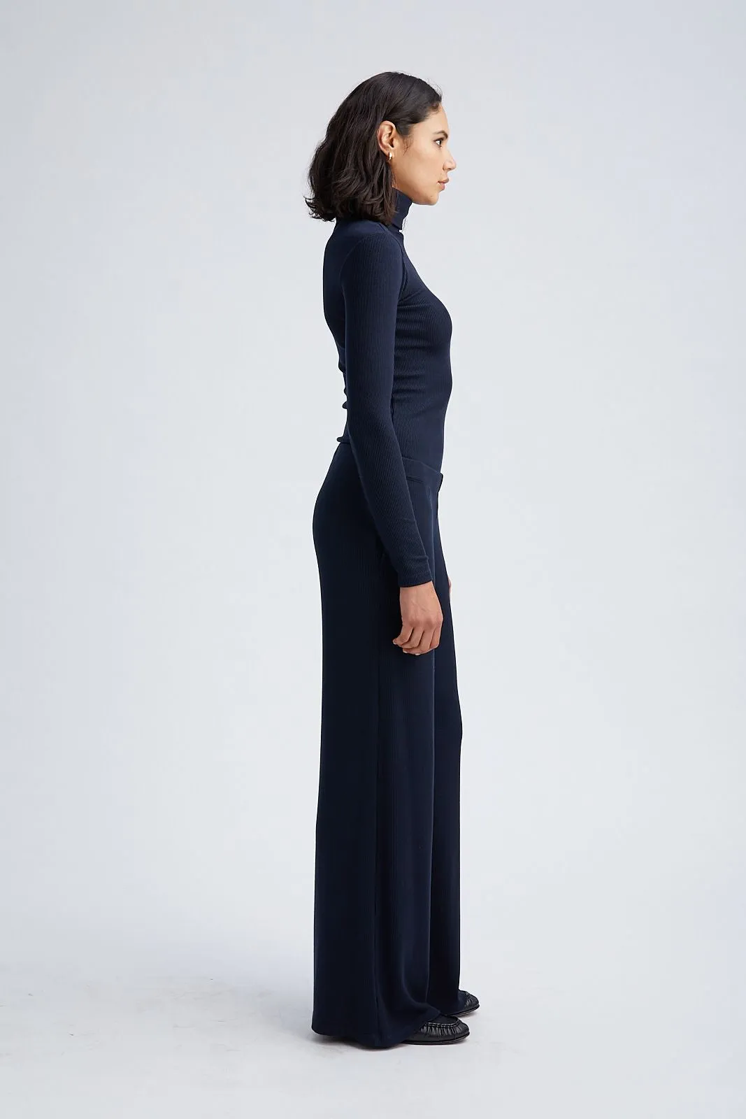 Navy Rib Wide Leg Pants sold by SPRWMN product image thumbnail 4