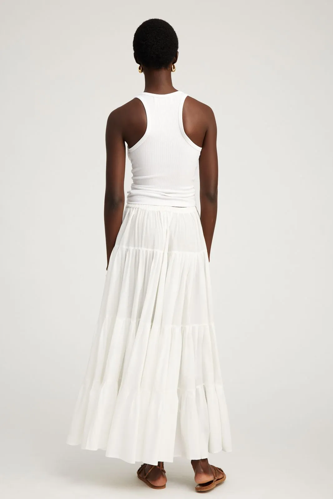 White Voile Tiered Maxi Skirt sold by SPRWMN product image thumbnail 4