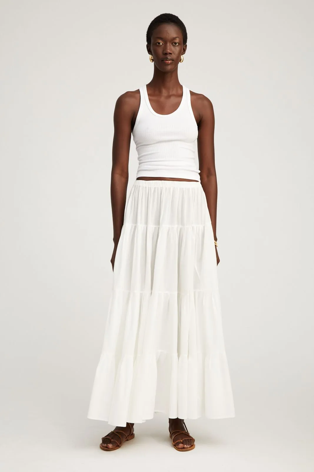 White Voile Tiered Maxi Skirt sold by SPRWMN product image thumbnail 2