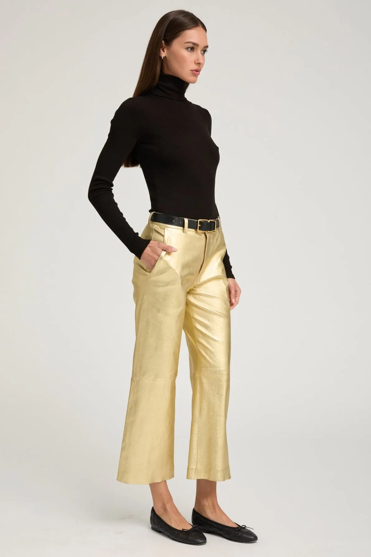 Black Rib Long Sleeve Turtleneck sold by SPRWMN product image thumbnail 3