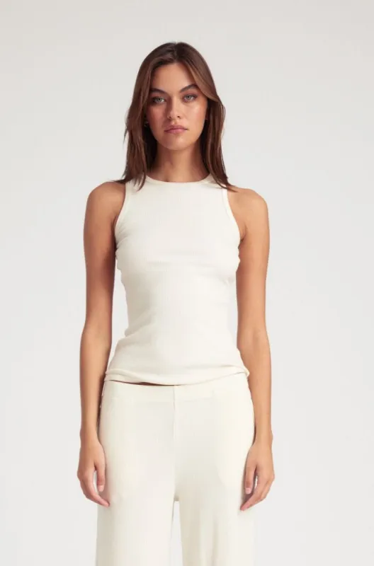 Creme Rib Racer Tank sold by SPRWMN