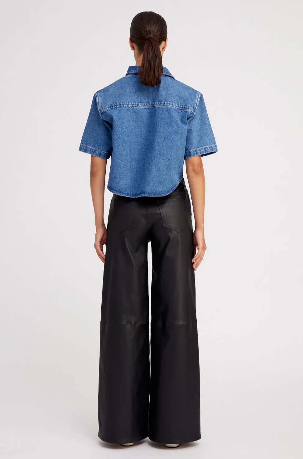 Black Leather 5 Pocket Wide Leg sold by SPRWMN product image thumbnail 5