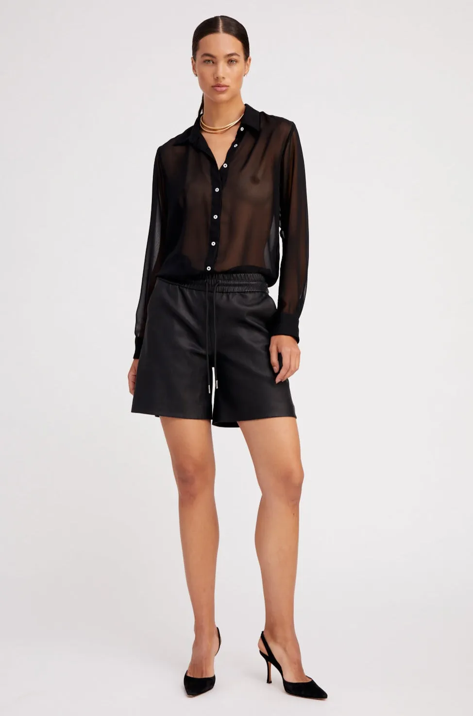 Black Silk Fitted Button Down sold by SPRWMN product image thumbnail 2