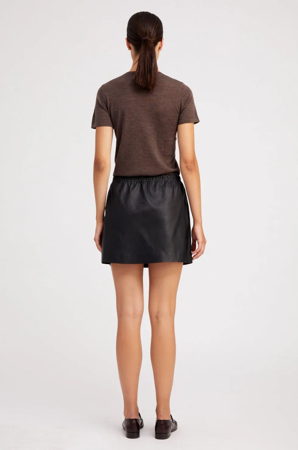 Black Leather Pull on Skirt sold by SPRWMN product image thumbnail 3