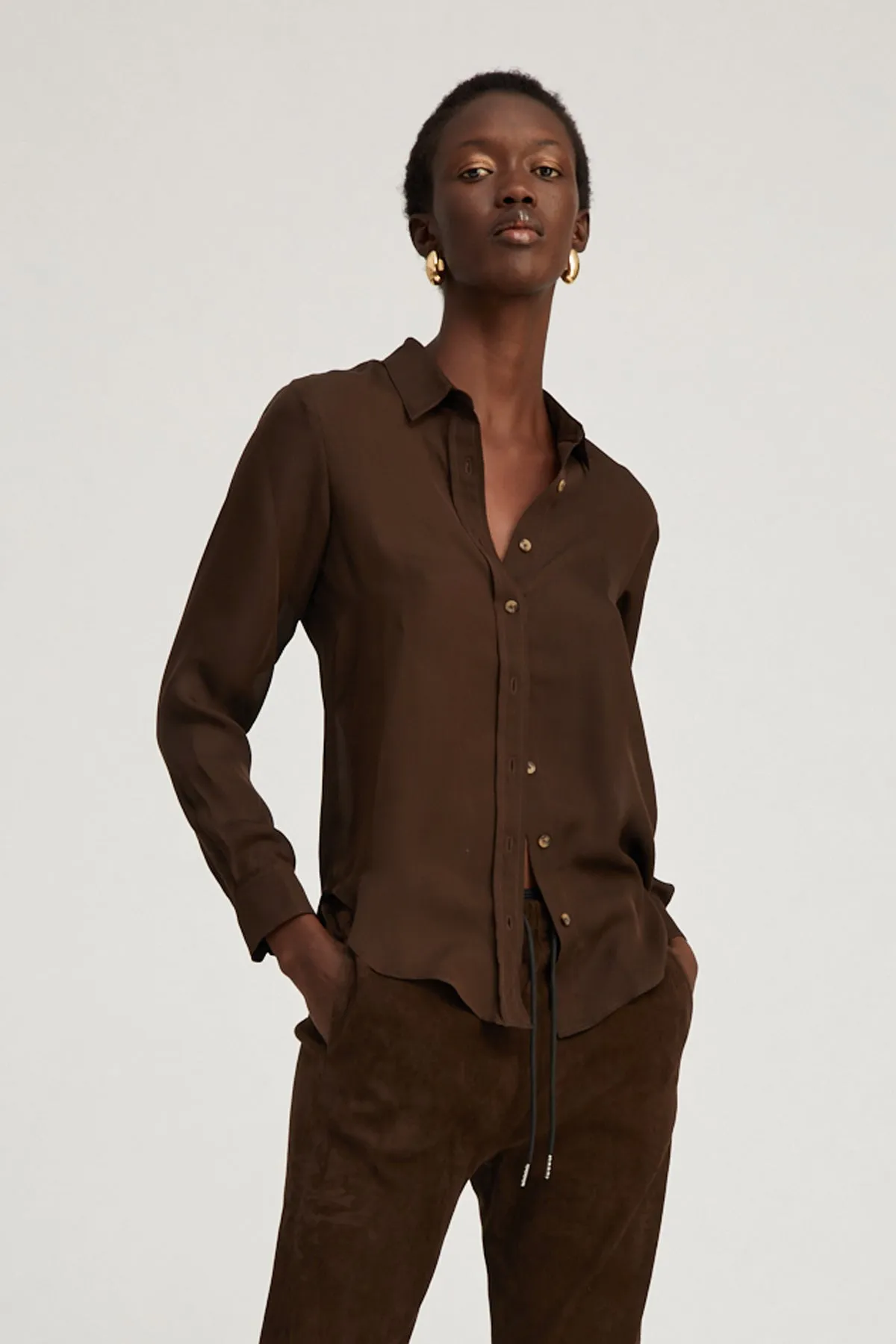 Americano Silk Fitted Button Down sold by SPRWMN