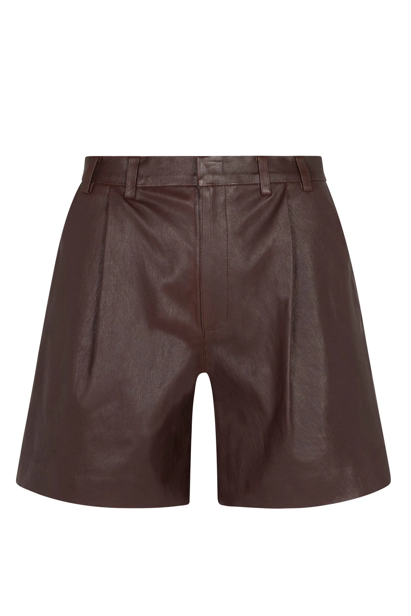 Dark Chocolate Leather Trouser Shorts sold by SPRWMN product image thumbnail 2