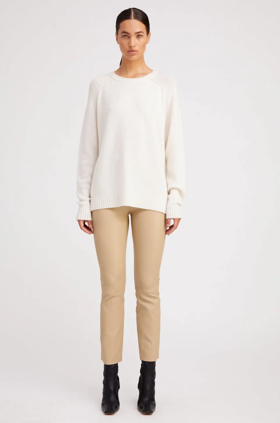 Travertine Leather Ankle Flare sold by SPRWMN